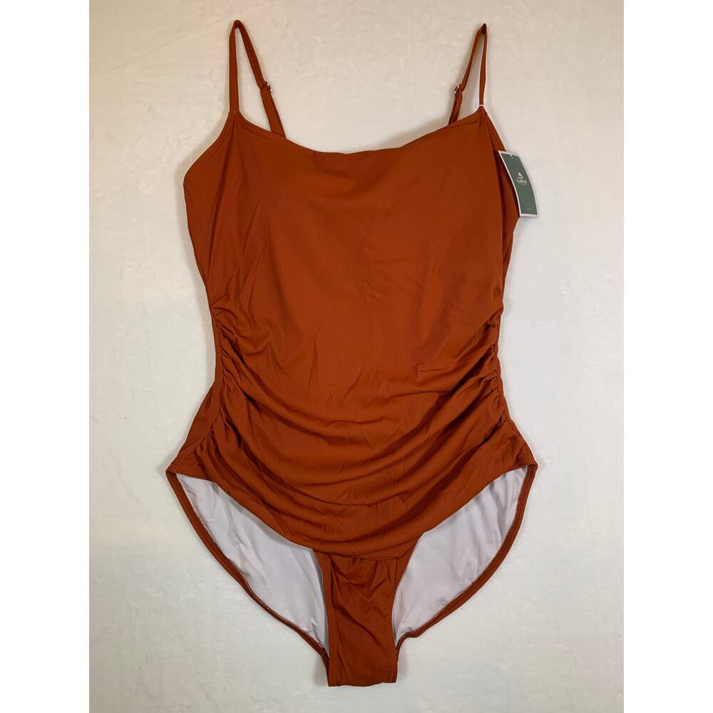 NWT Eomenie Brown Textured Ruched One Piece Swimsuit Size XL